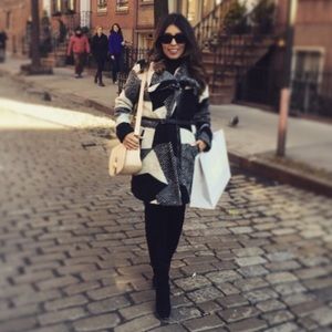 Desigual Black and White Patchwork Coat